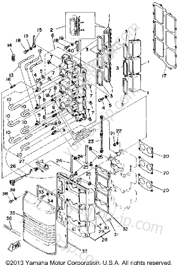 Intake для лодочных моторов YAMAHA 200ETLF-JD (200ETLF-JD) 1989 г.