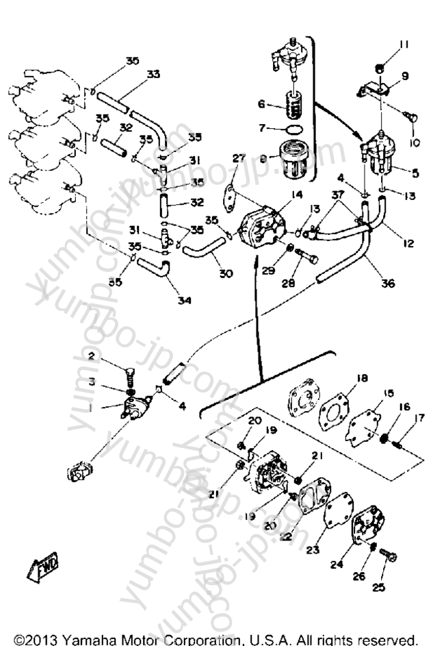 FUEL SYSTEM for outboards YAMAHA 50TLHP 1991 year