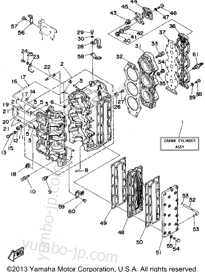 Cylinder Crankcase для лодочных моторов YAMAHA 90TLRS 1994 г.