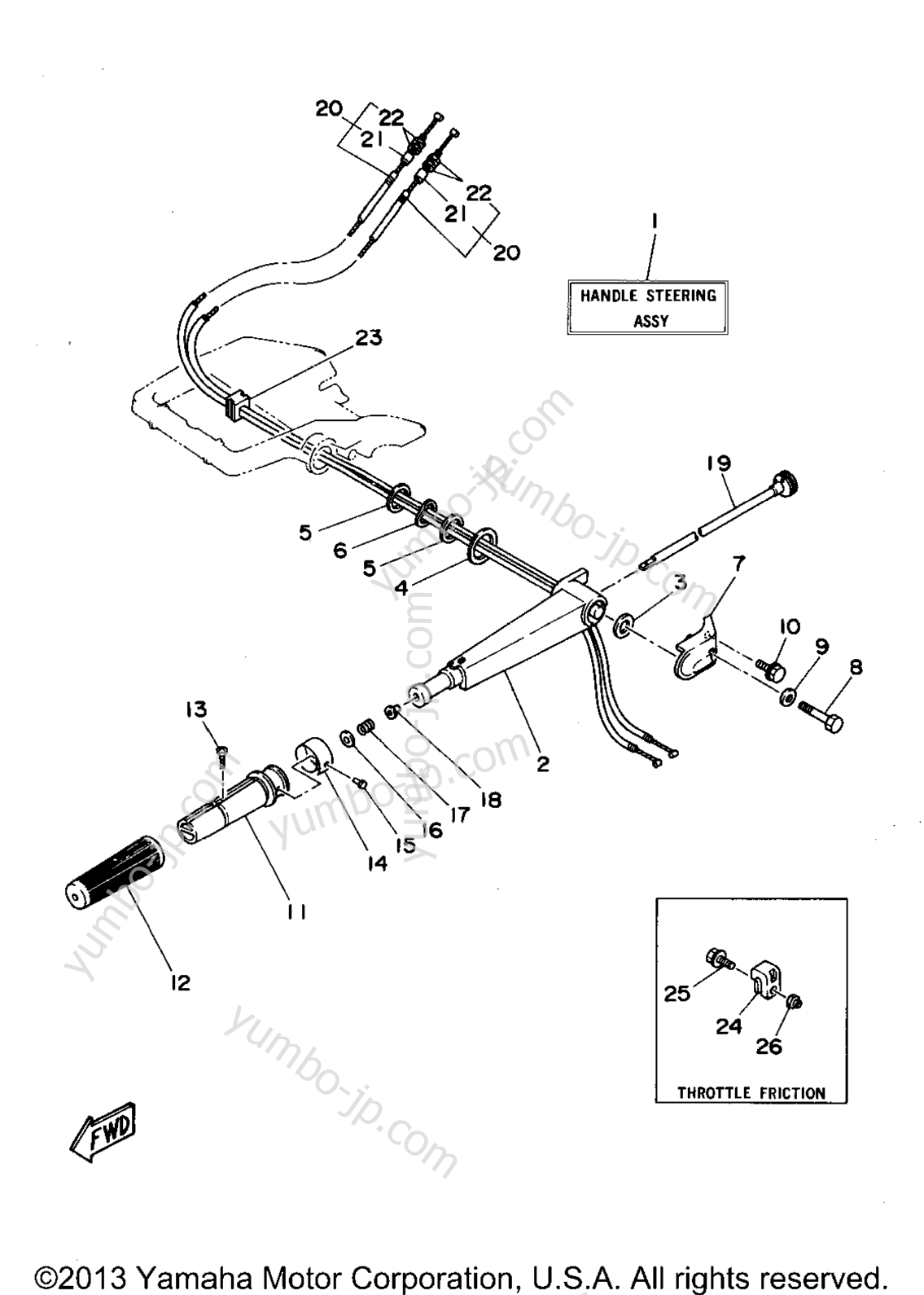 Steering (Alternate Manual) для лодочных моторов YAMAHA C30ELRT 1995 г.