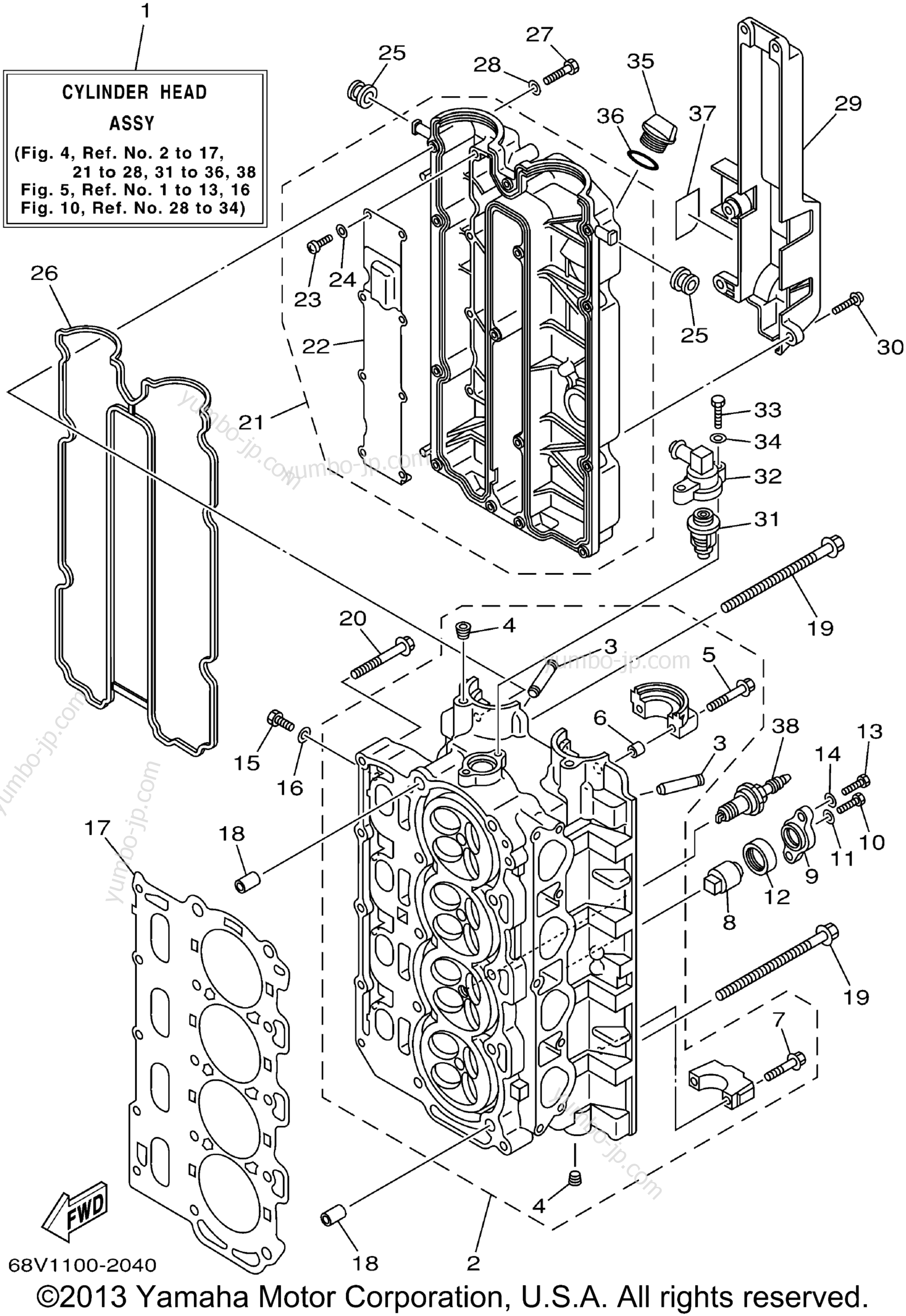 Cylinder Crankcase 2 для лодочных моторов YAMAHA F115TLRA 2002 г.