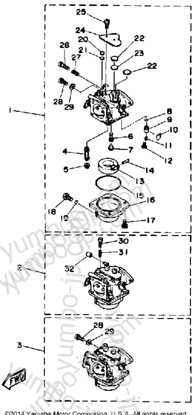 Карбюратор для лодочных моторов YAMAHA C85TLRP 1991 г.