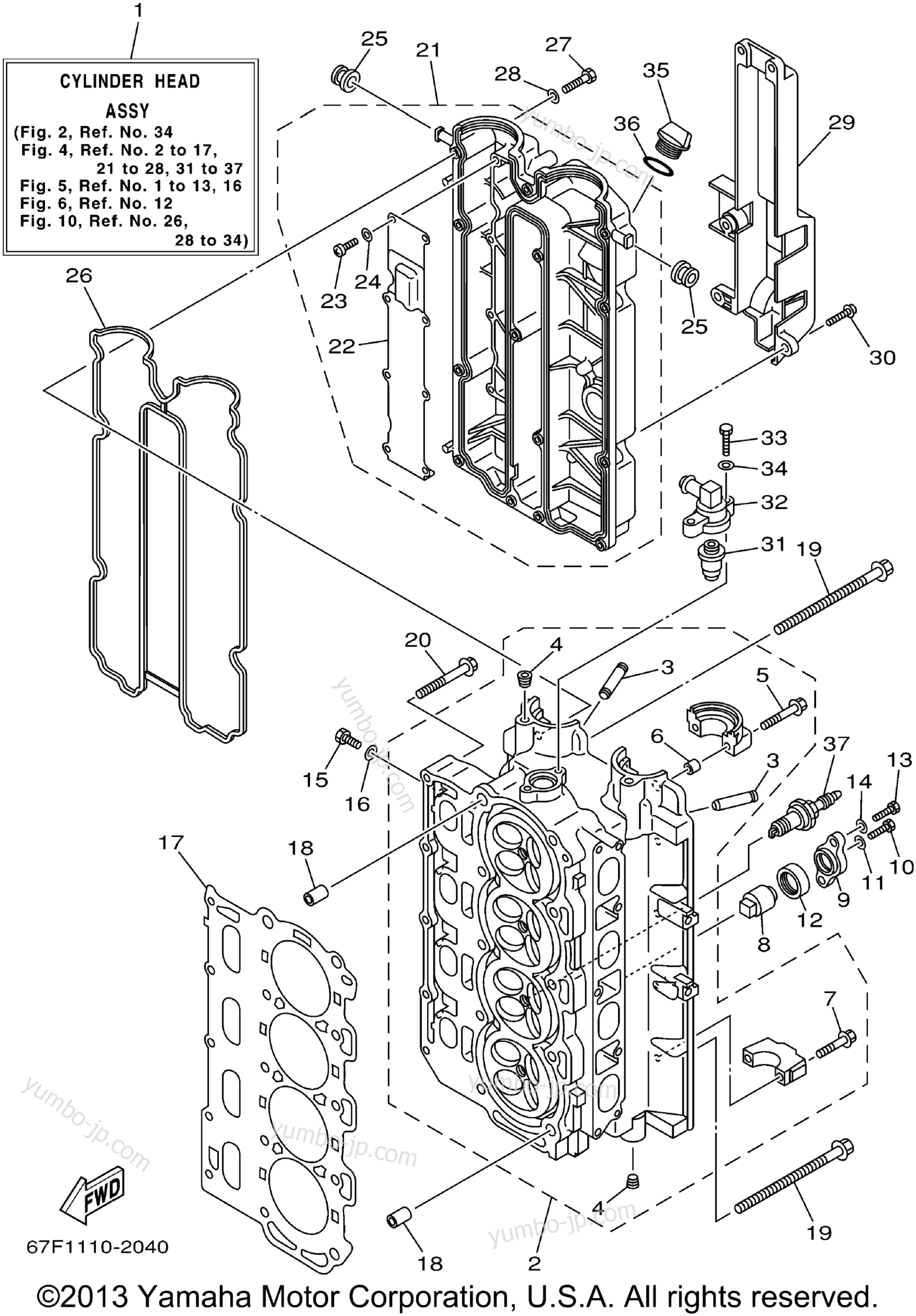 Cylinder Crankcase 2 для лодочных моторов YAMAHA F100TXRA 2002 г.