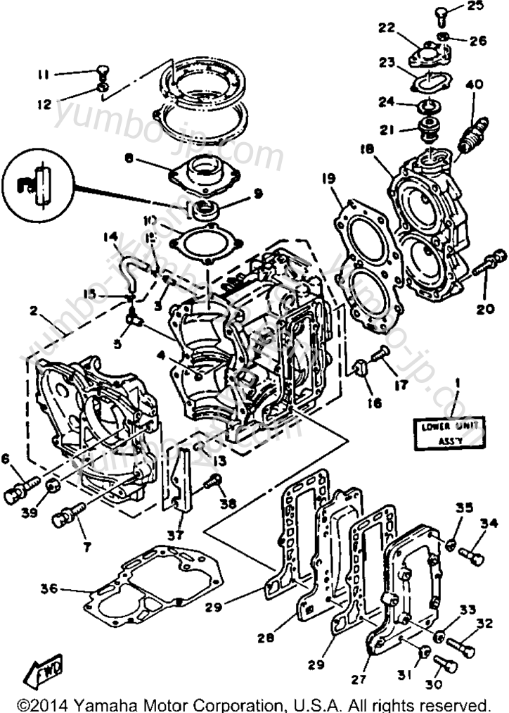 Cylinder Crankcase для лодочных моторов YAMAHA C25MLHR 1993 г.