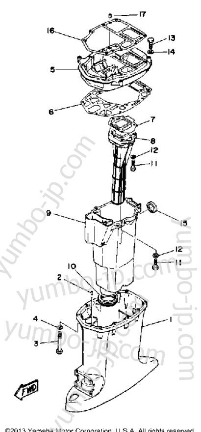 Upper Casing для лодочных моторов YAMAHA PRO50 (P50TLRP) 1991 г.