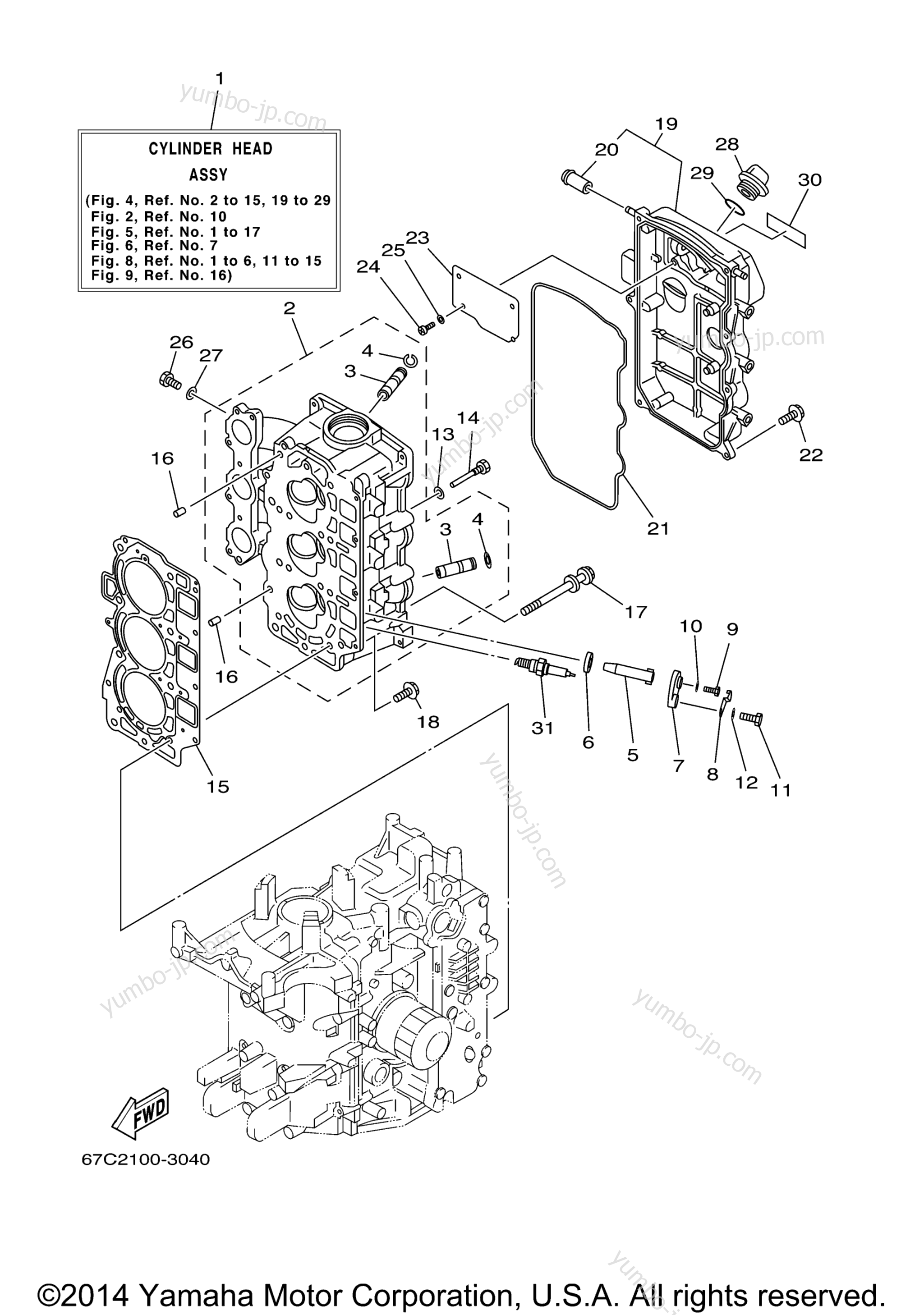 Cylinder Crankcase 2 для лодочных моторов YAMAHA F40MSHB_MLHB_MJHB_EJRB_ESRB_TLRB (F40MLHB) 2003 г.