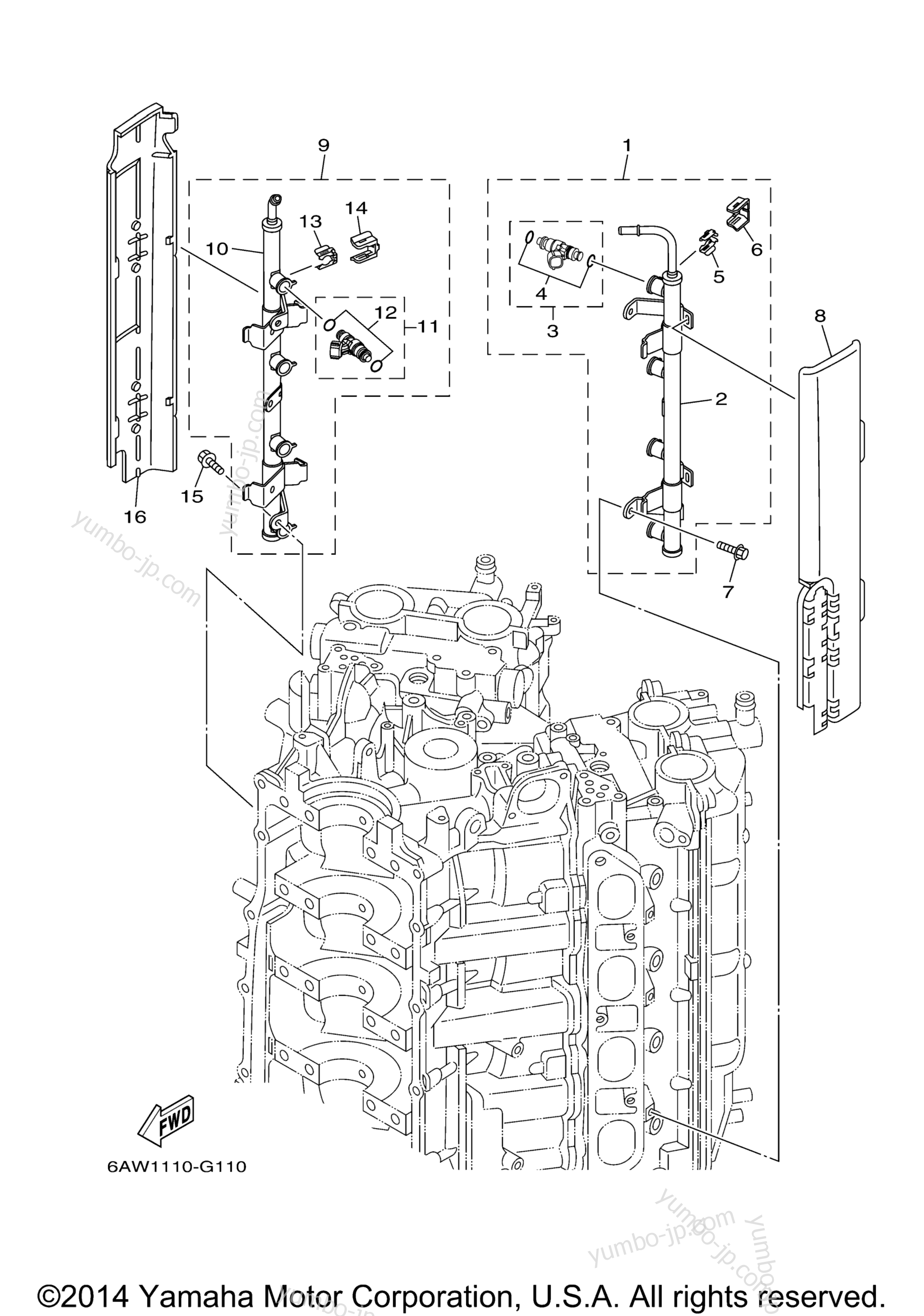 Throttle Body Assy 2 для лодочных моторов YAMAHA LF300TXR (1207) 6BJ-1000001~ LF300TXR_TUR 6BK-1000001~ 2006 г.