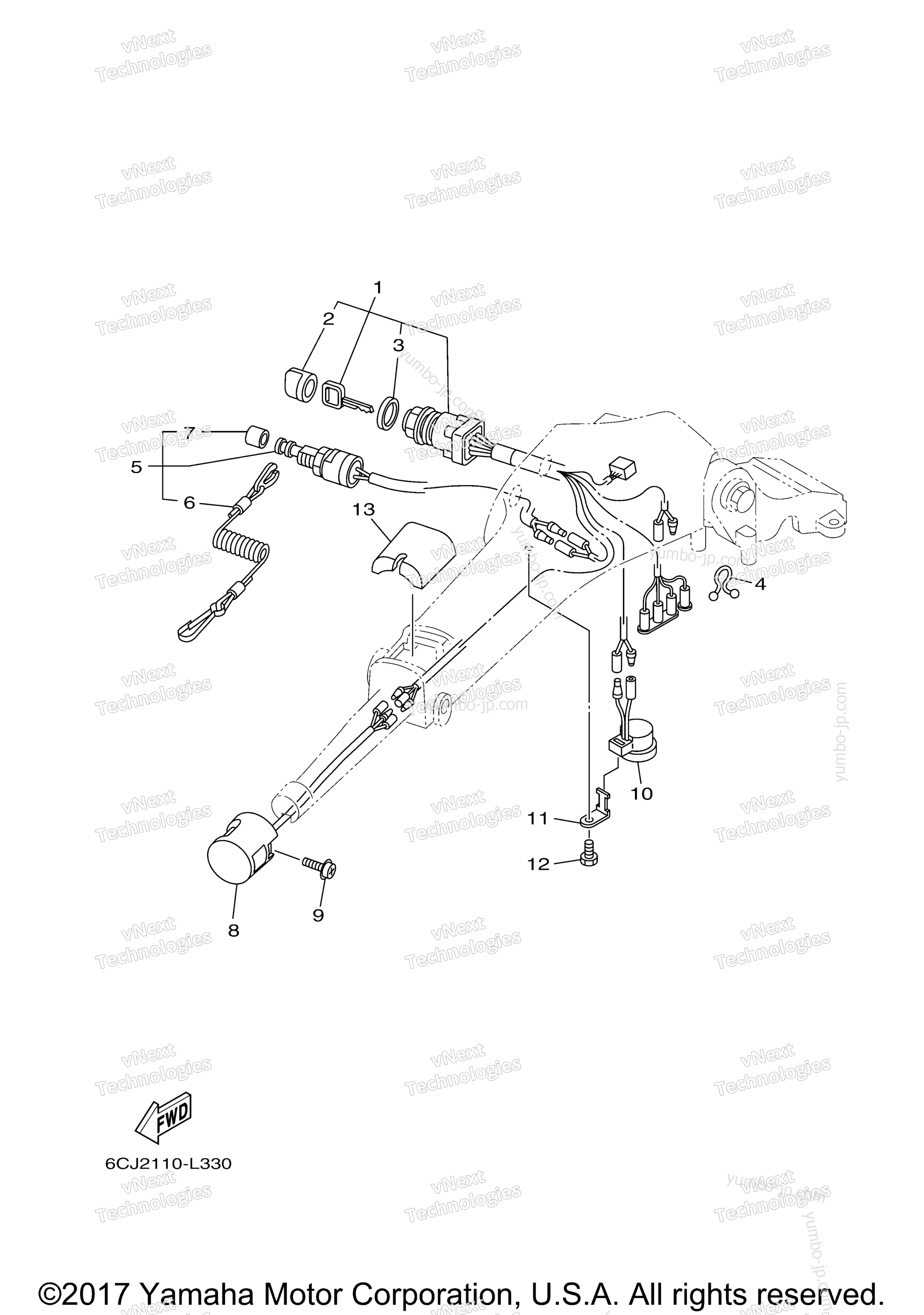 Optional Parts 4 for outboards YAMAHA F25LC (1216) 2006 year