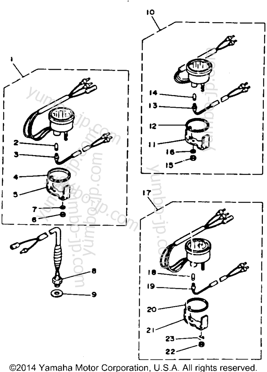 Optional Parts Gauges & Component Parts 3 для лодочных моторов YAMAHA L250TURR 1993 г.