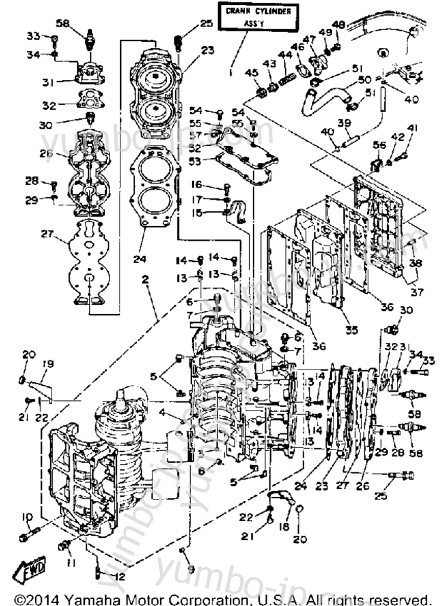 Crankcase Cylinder для лодочных моторов YAMAHA L130ETXF 1989 г.