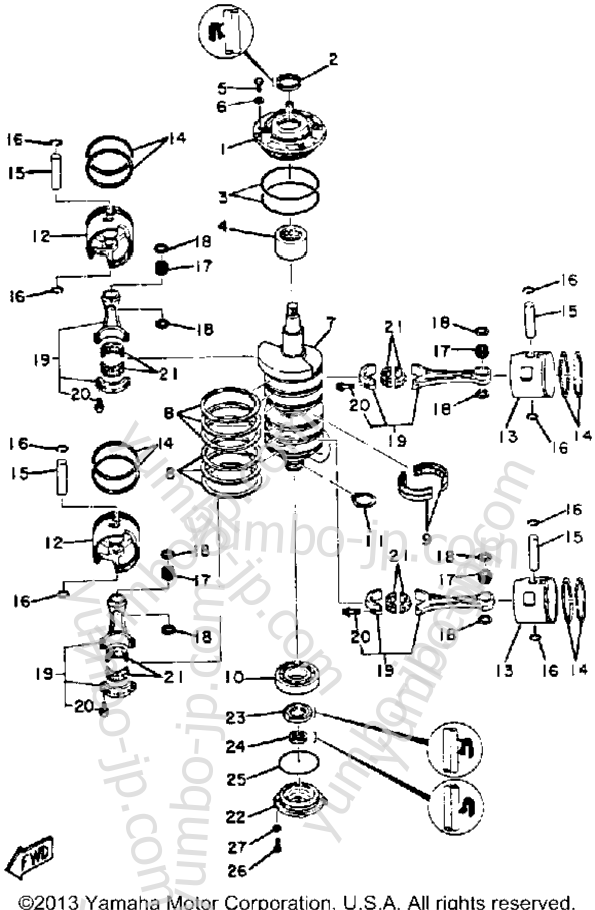 Crank Piston для лодочных моторов YAMAHA 115ETLK 1985 г.