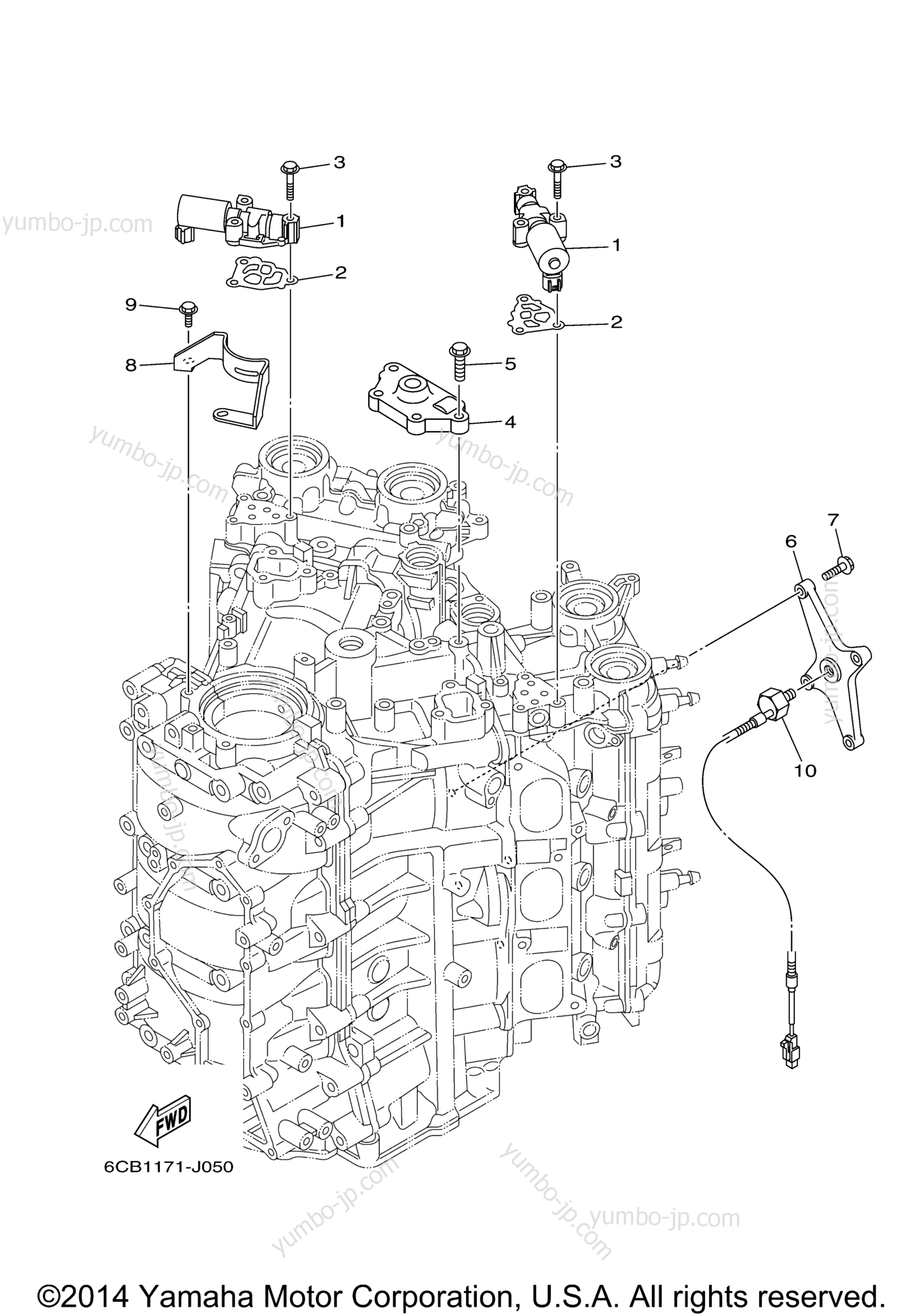 Cylinder Crankcase 3 для лодочных моторов YAMAHA F300XCA_01 (0112) 2006 г.