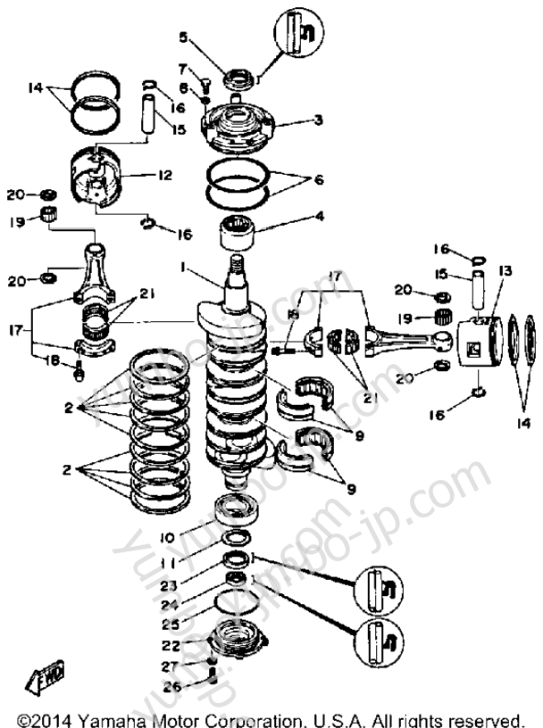 Crank Piston для лодочных моторов YAMAHA V6EXCELXF 1989 г.