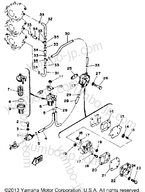 FUEL SYSTEM for outboards YAMAHA 90TLRQ 1992 year