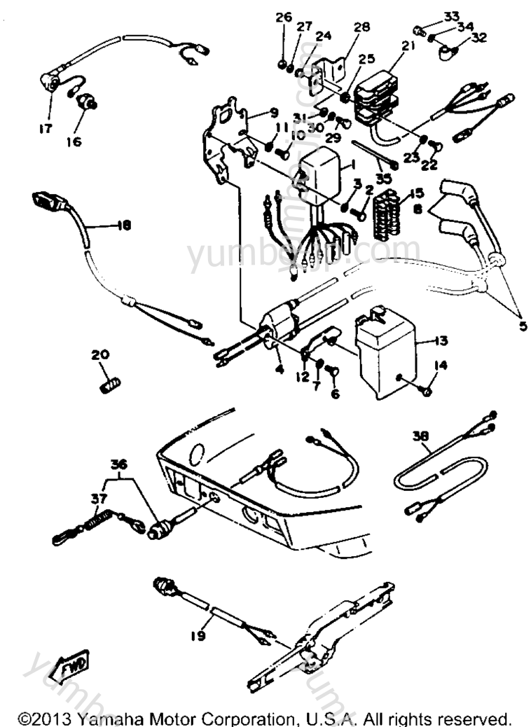 Electric Parts для лодочных моторов YAMAHA T9.9ELHR 1993 г.