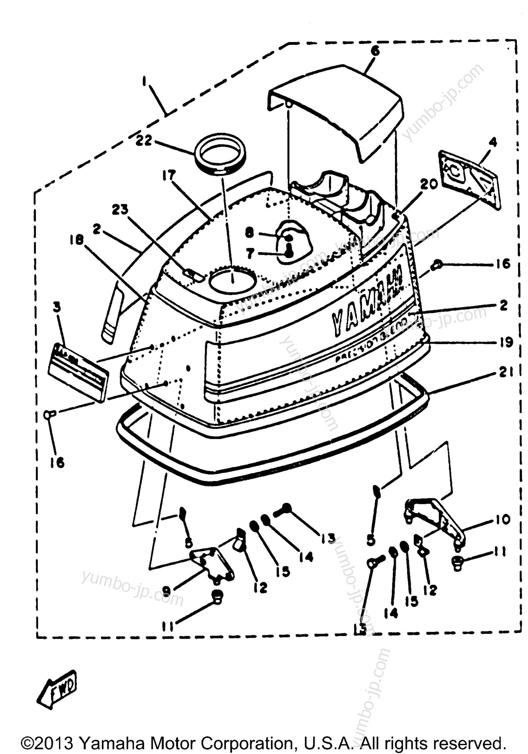 Top Cowling для лодочных моторов YAMAHA 70ETLK 1985 г.
