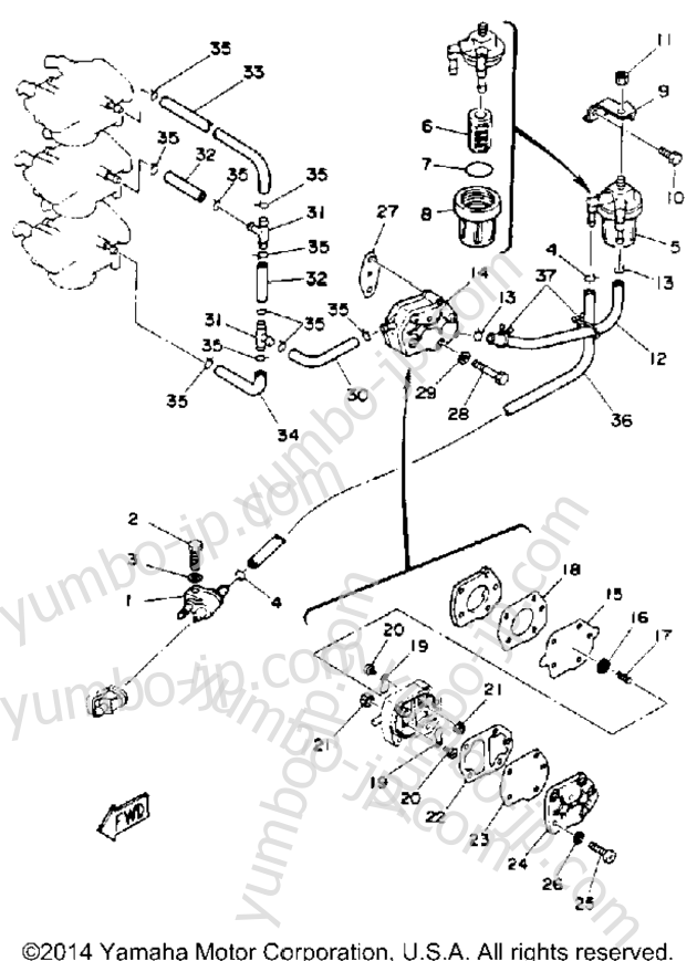 FUEL SYSTEM for outboards YAMAHA 50ELRQ 1992 year