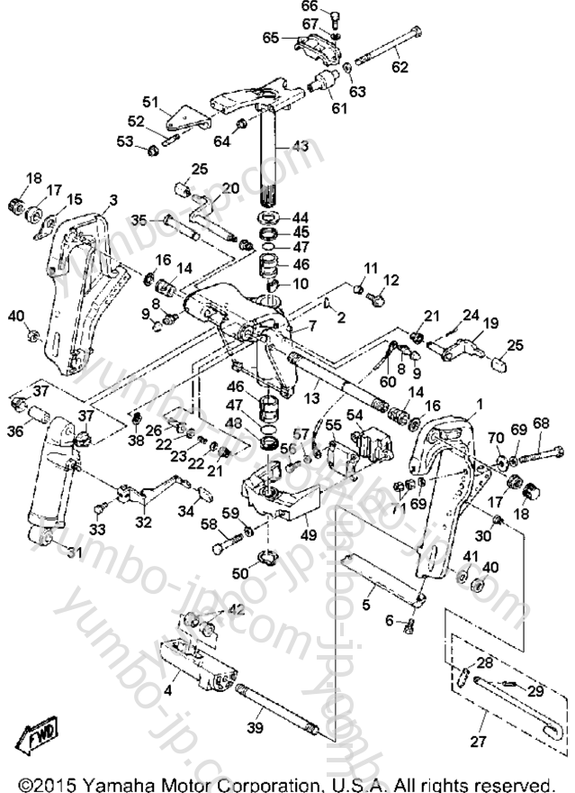 Bracket for outboards YAMAHA 50ESF-JD 1989 year