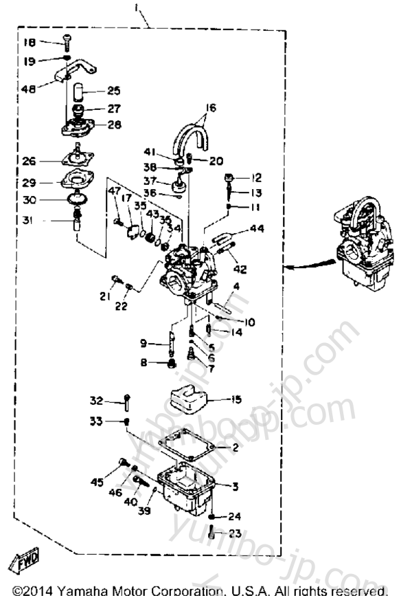 Карбюратор для лодочных моторов YAMAHA F9.9MLHP 1991 г.