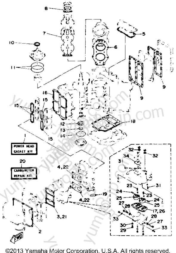 Repair Kit 1 для лодочных моторов YAMAHA C115TLRP 1991 г.