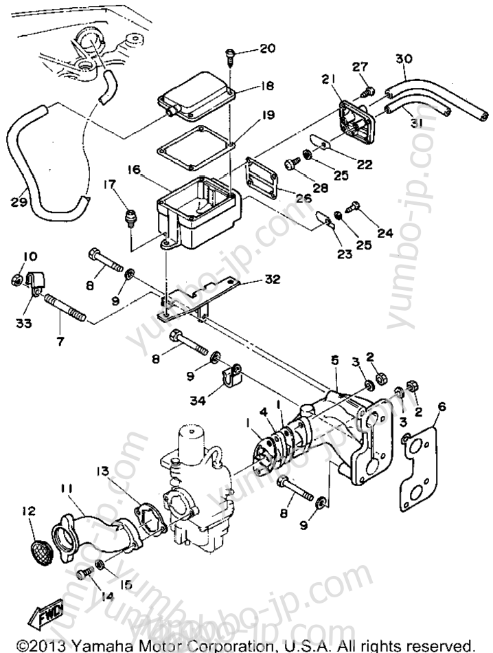 Intake для лодочных моторов YAMAHA T9.9EXHS 1994 г.