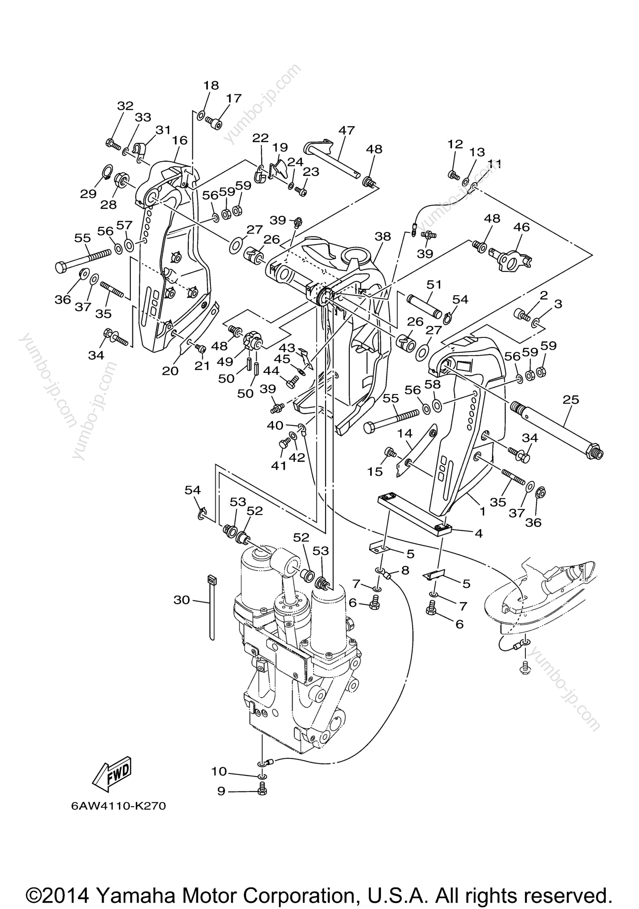 Bracket 1 for outboards YAMAHA F350XCB (0114) 2006 year