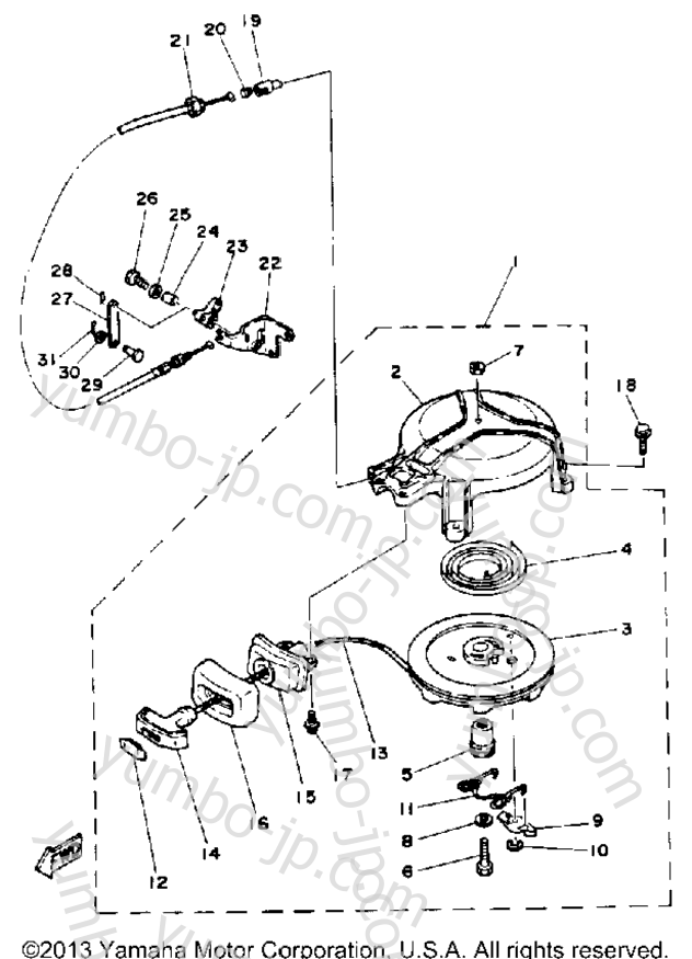 Manual Starter для лодочных моторов YAMAHA 4MSHQ 1992 г.