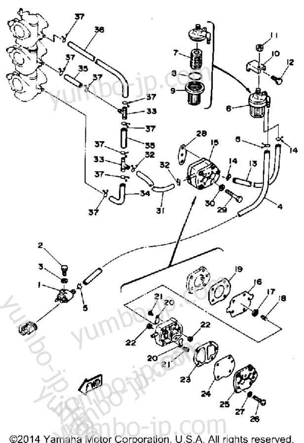 FUEL SYSTEM for outboards YAMAHA 70TLRP 1991 year