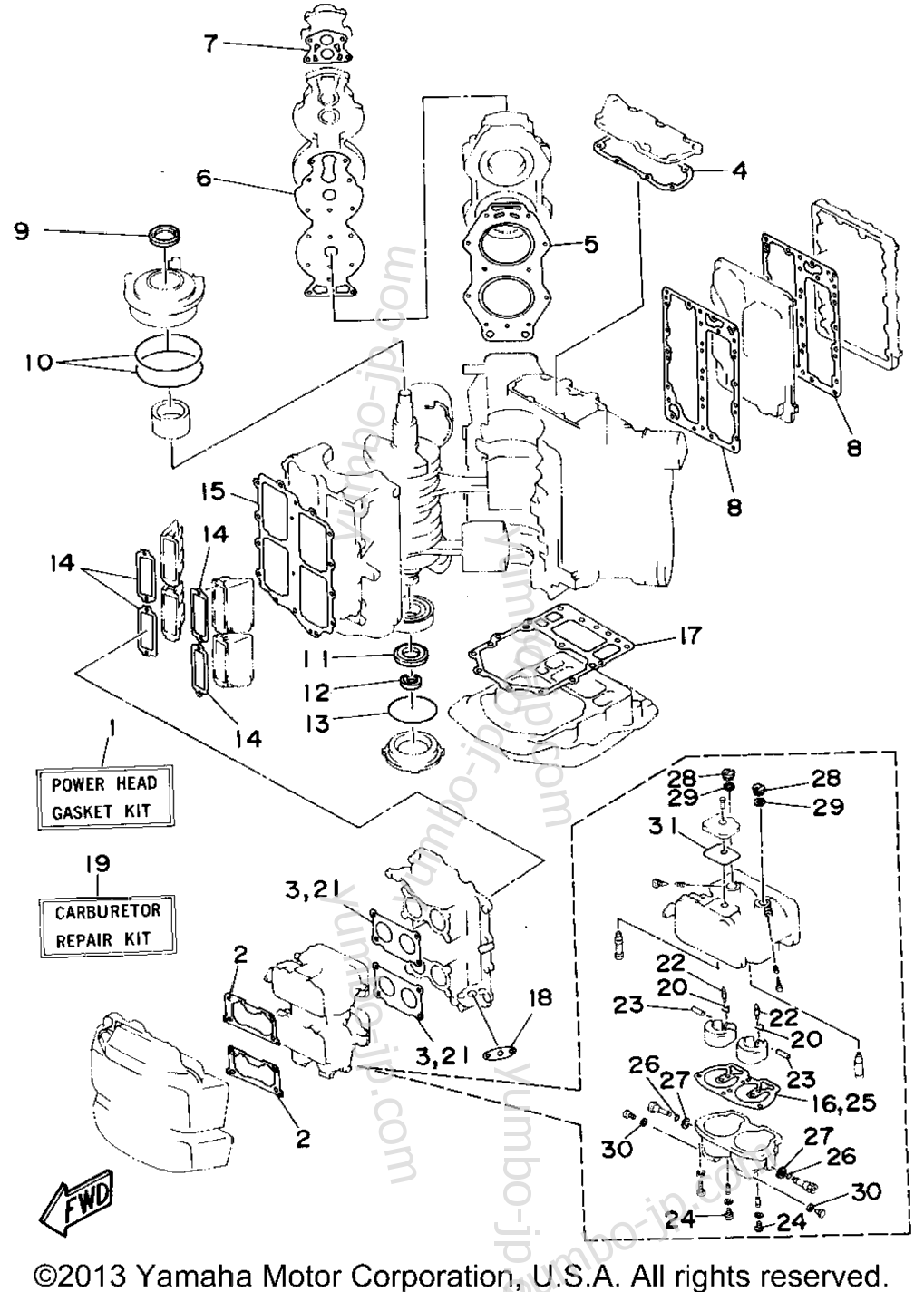 Repair Kit 1 для лодочных моторов YAMAHA P115TLRT 1995 г.