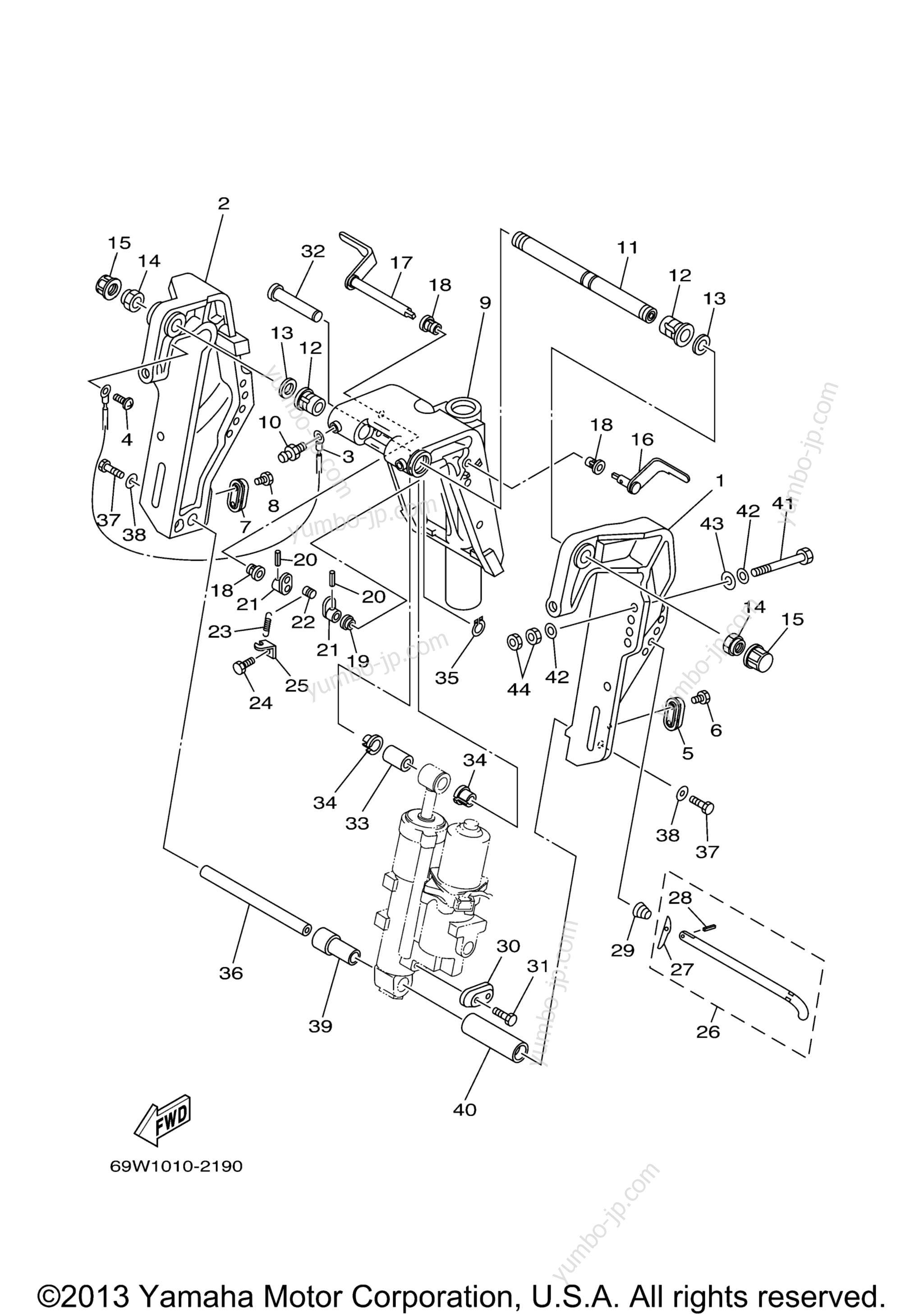 Bracket 1 for outboards YAMAHA F60TLRA 2002 year