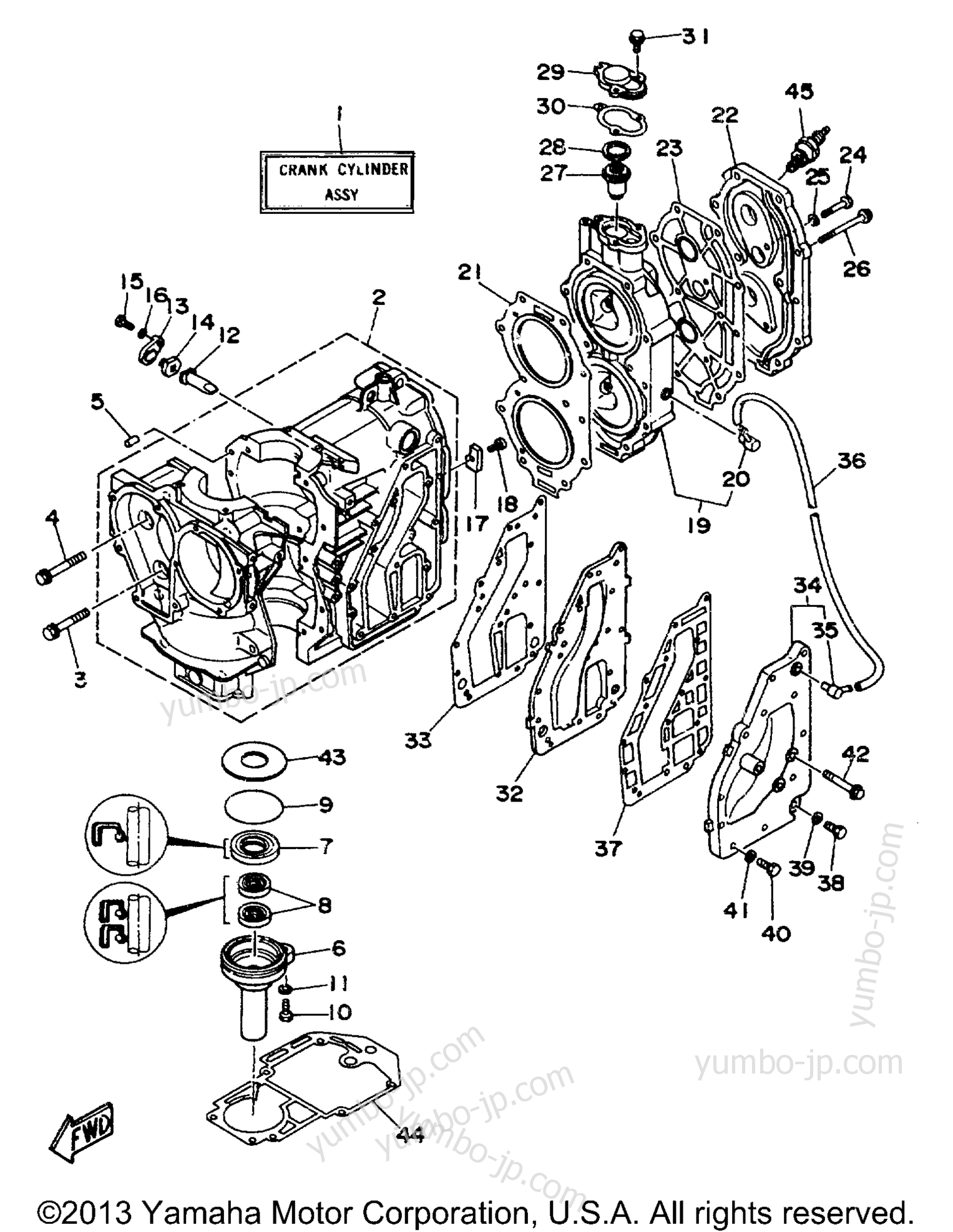 Cylinder Crankcase для лодочных моторов YAMAHA C30MLHS 1994 г.