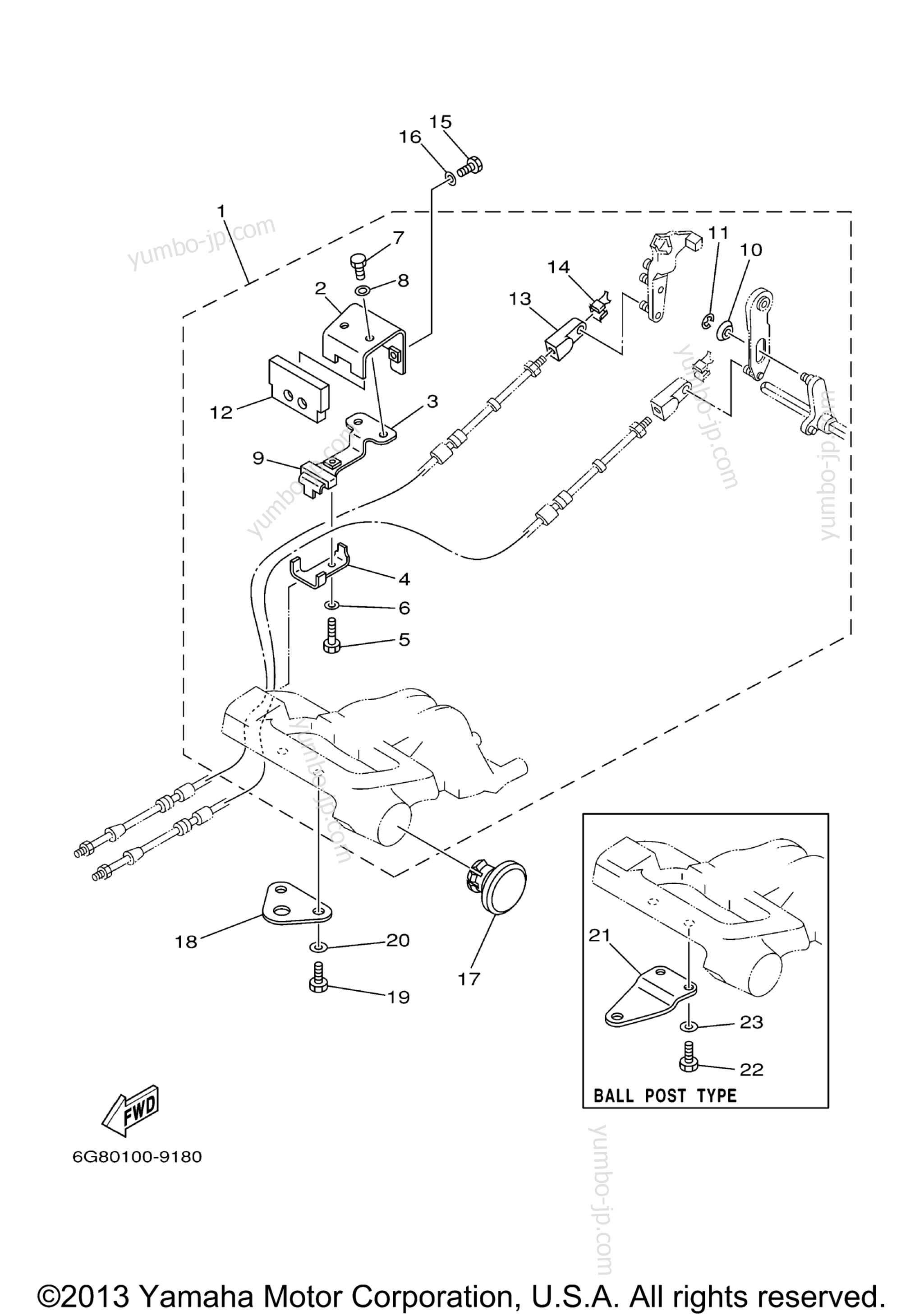 Remote Control Attachment для лодочных моторов YAMAHA F9.9MLHZ 2001 г.