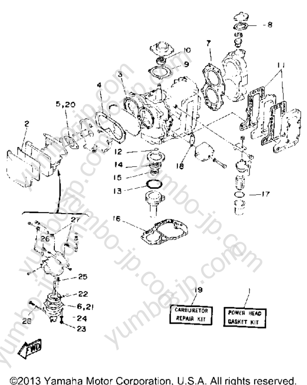 Repair Kit 1 for outboards YAMAHA CV25EMLD 1990 year