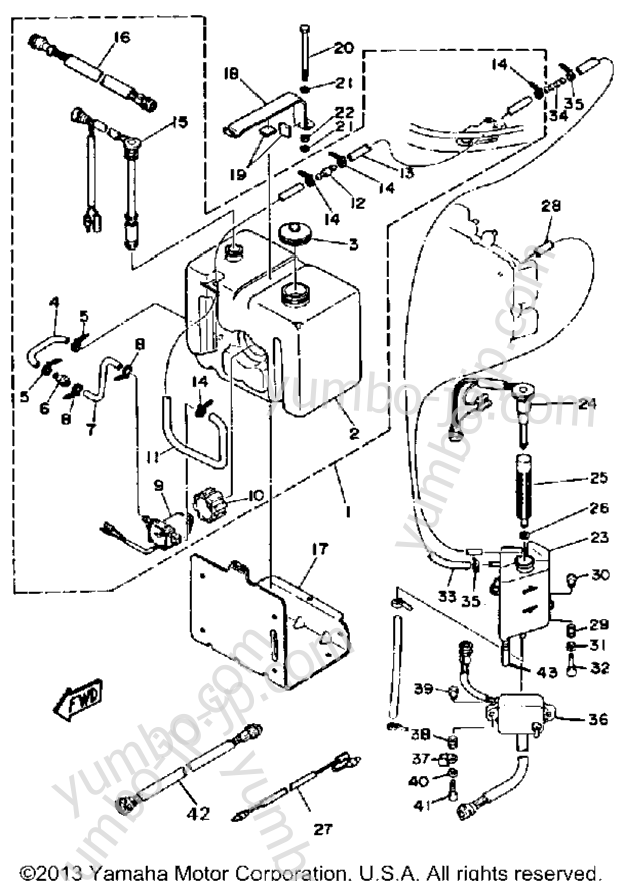 OIL TANK для лодочных моторов YAMAHA 150ETLG-JD (200ETLG-JD) 1988 г.