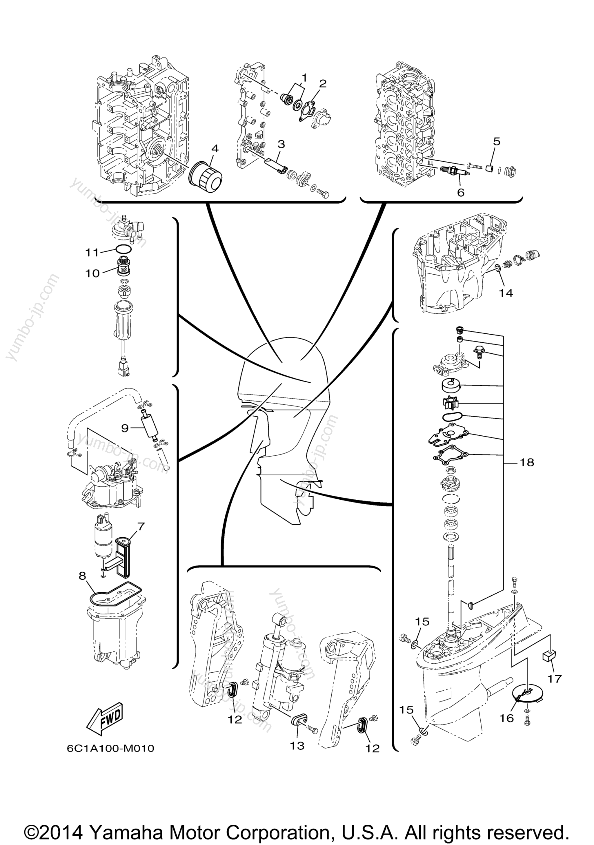 Scheduled Service Parts for outboards YAMAHA F60JB (0113) 2006 year