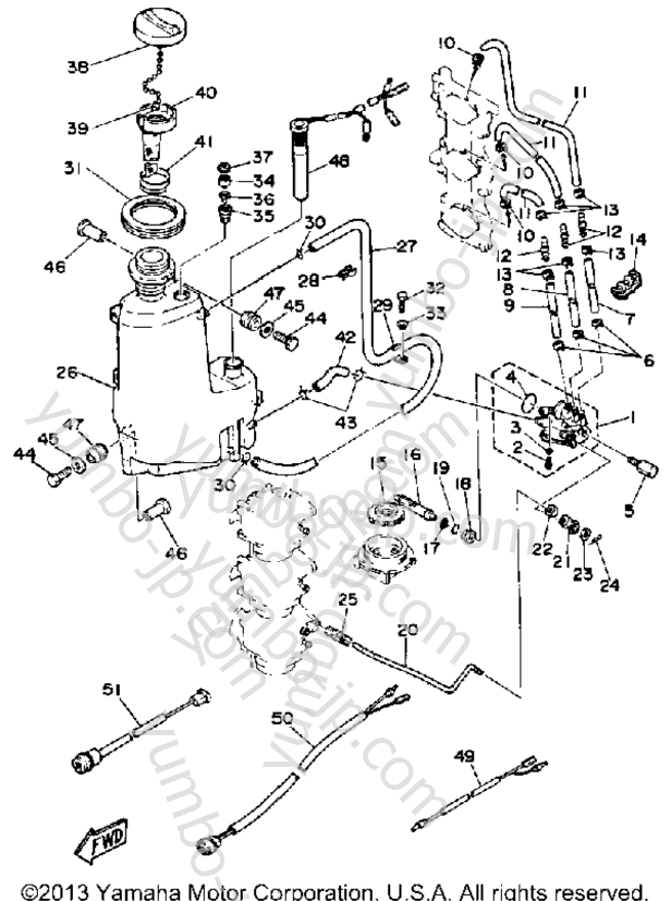 Oil Pump Tank для лодочных моторов YAMAHA 90ETLG-JD 1988 г.
