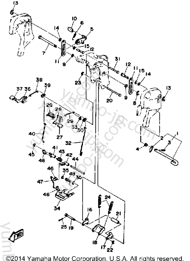 Bracket 2 for outboards YAMAHA 40SF-JD 1989 year