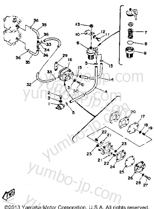 FUEL SYSTEM for outboards YAMAHA C40ELRR 1993 year