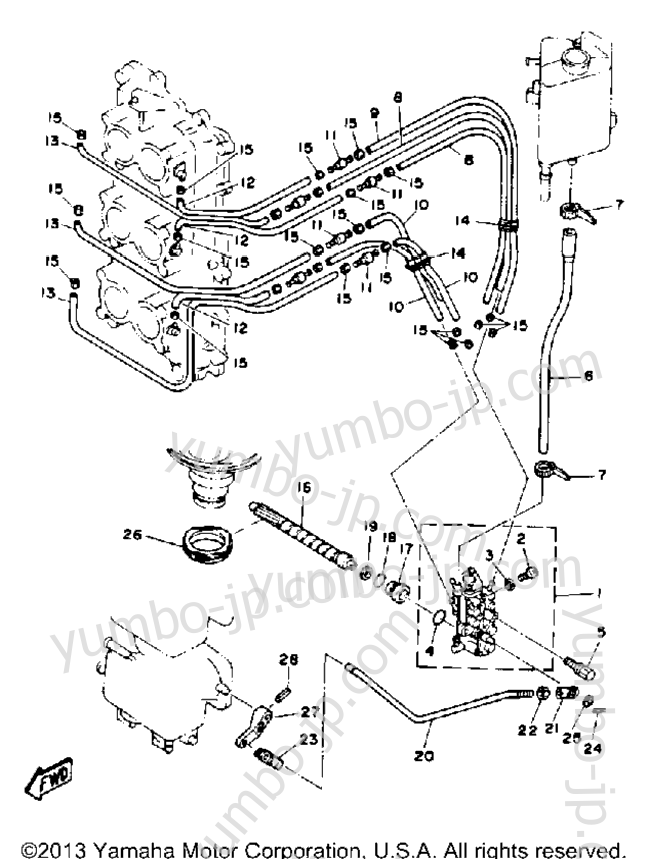 Масляный насос для лодочных моторов YAMAHA P150TLRQ 1992 г.