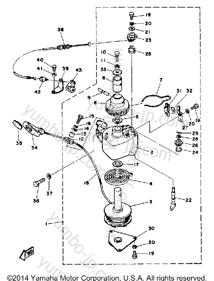Manual Starter для лодочных моторов YAMAHA T9.9ELRP 1991 г.