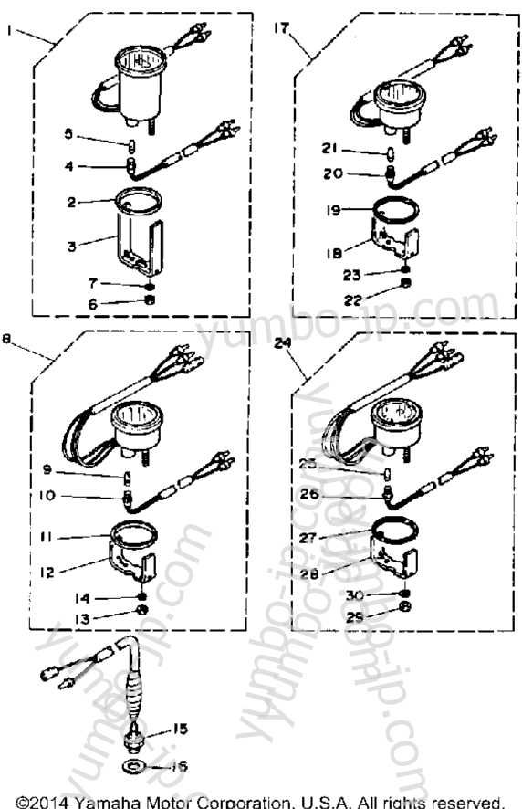 Optional Parts Gauges & Component Parts 2 для лодочных моторов YAMAHA 50TLHQ 1992 г.