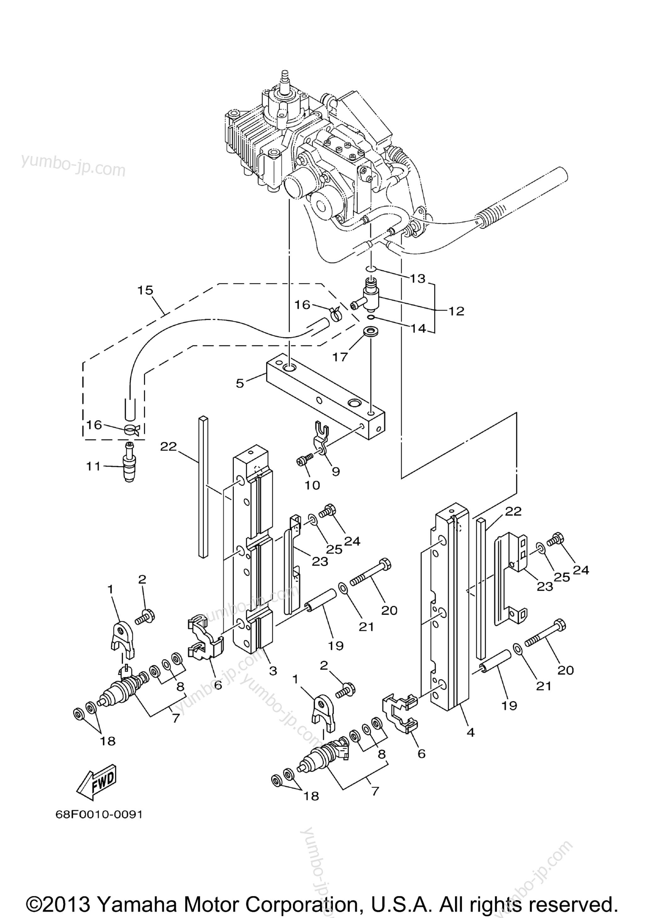Fuel Injection Nozzle для лодочных моторов YAMAHA Z150TXRY 2000 г.