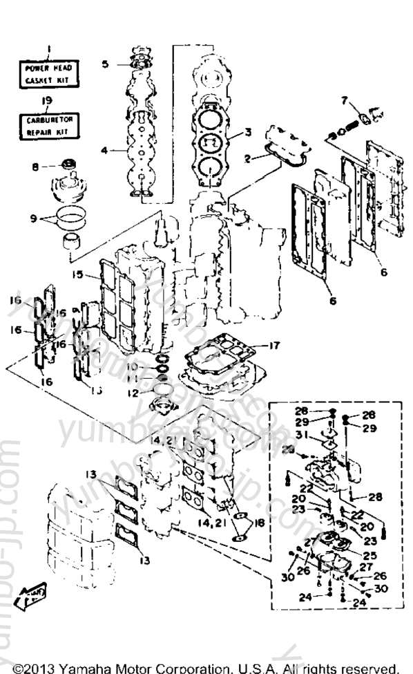 Repair Kit 1 для лодочных моторов YAMAHA L200TXRR 1993 г.