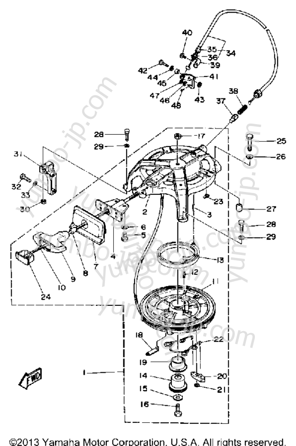 Manual Starter для лодочных моторов YAMAHA CV25ELD 1990 г.