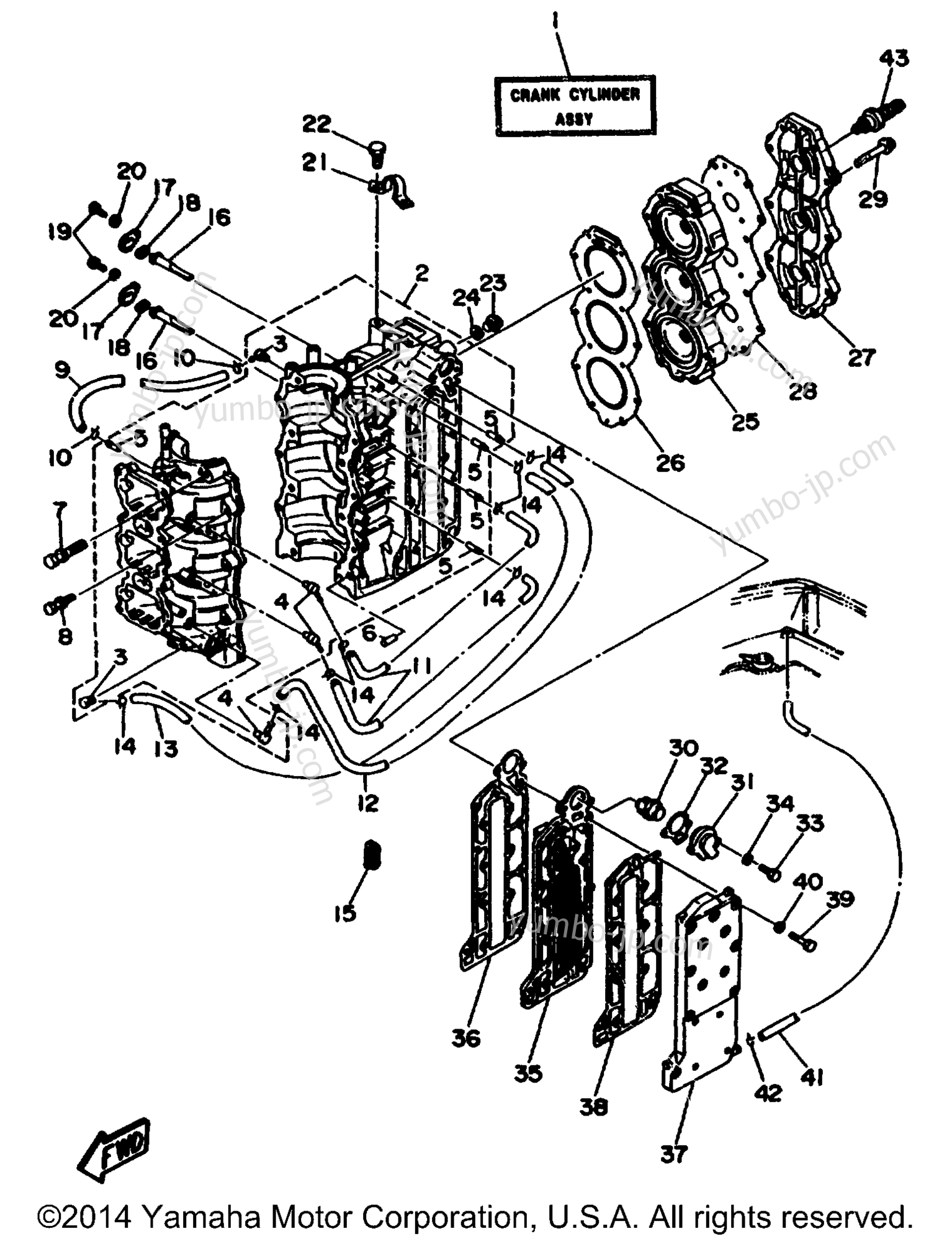 Cylinder Crankcase для лодочных моторов YAMAHA C60TLRW 1998 г.