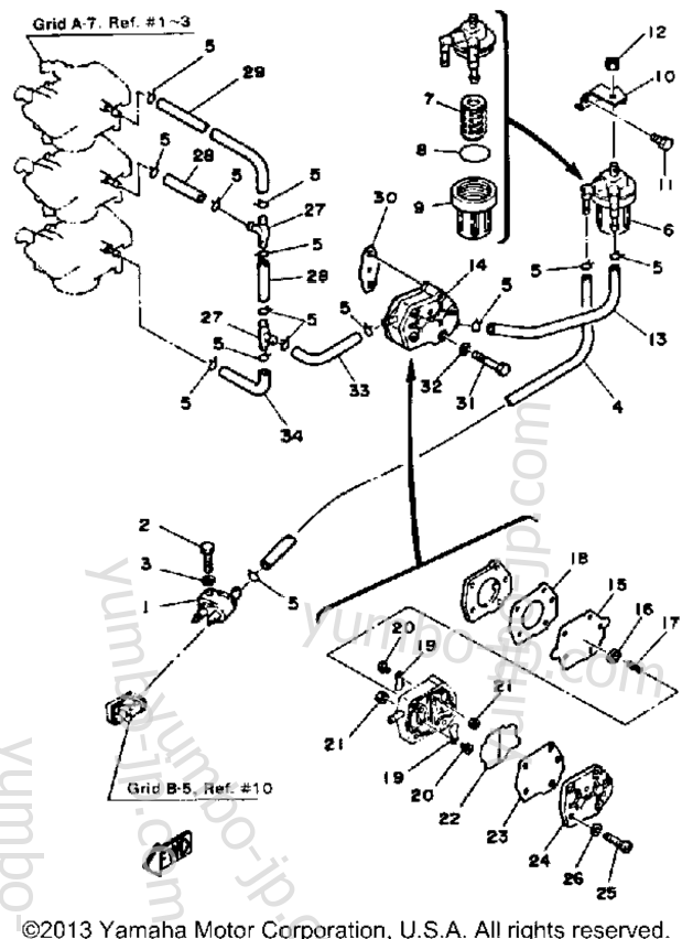 FUEL SYSTEM for outboards YAMAHA 40ETLJ 1986 year