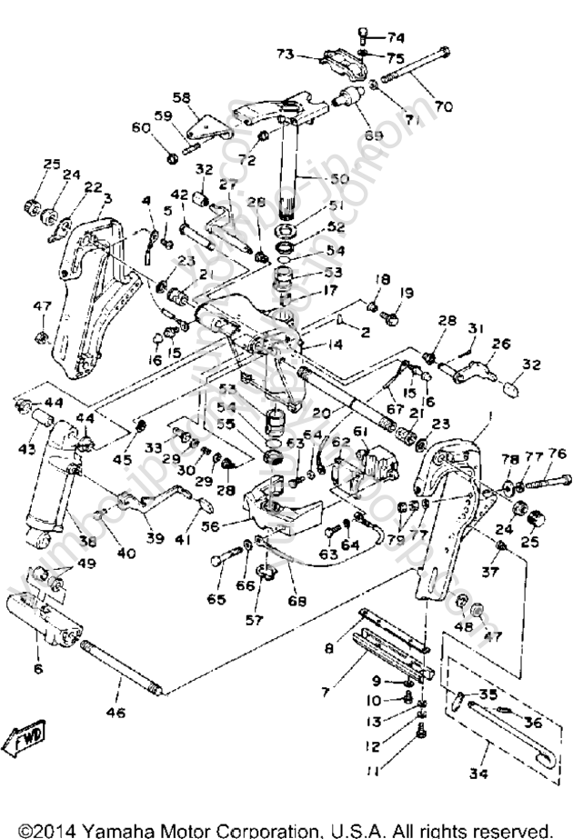 Bracket for outboards YAMAHA 50EJRP 1991 year