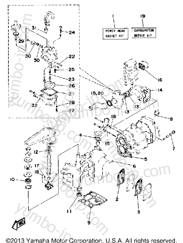 Repair Kit 1 для лодочных моторов YAMAHA F9.9LD 1990 г.