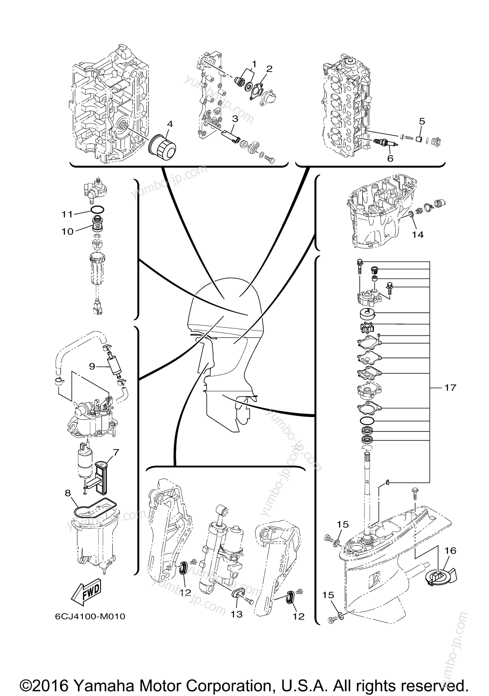 Scheduled Service Parts for outboards YAMAHA F70LA (0116) 2006 year