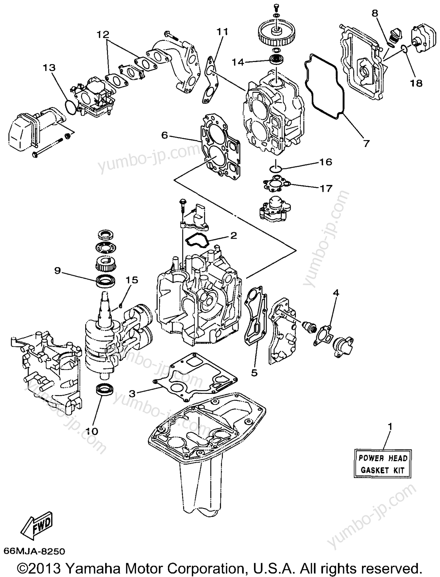 Repair Kit 1 для лодочных моторов YAMAHA F15MLHW 1998 г.
